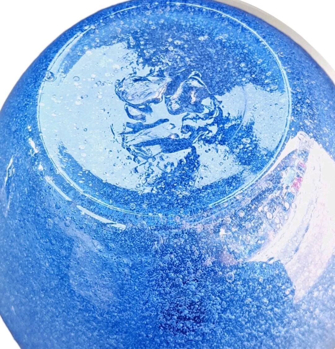 Small blue bubble glass vase