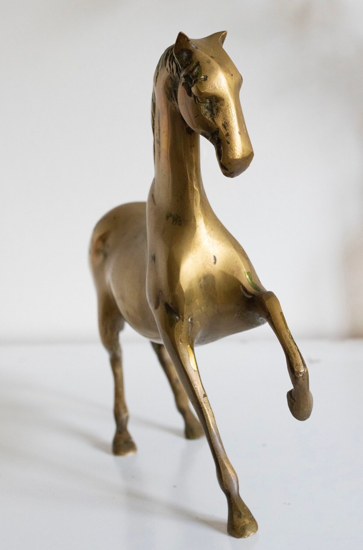 Vintage golden brass horse