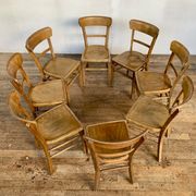 Series Lot of 8 chairs bistro Luterma in light wood Year 1950