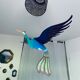 Wooden peacock to hang, mobile peacock