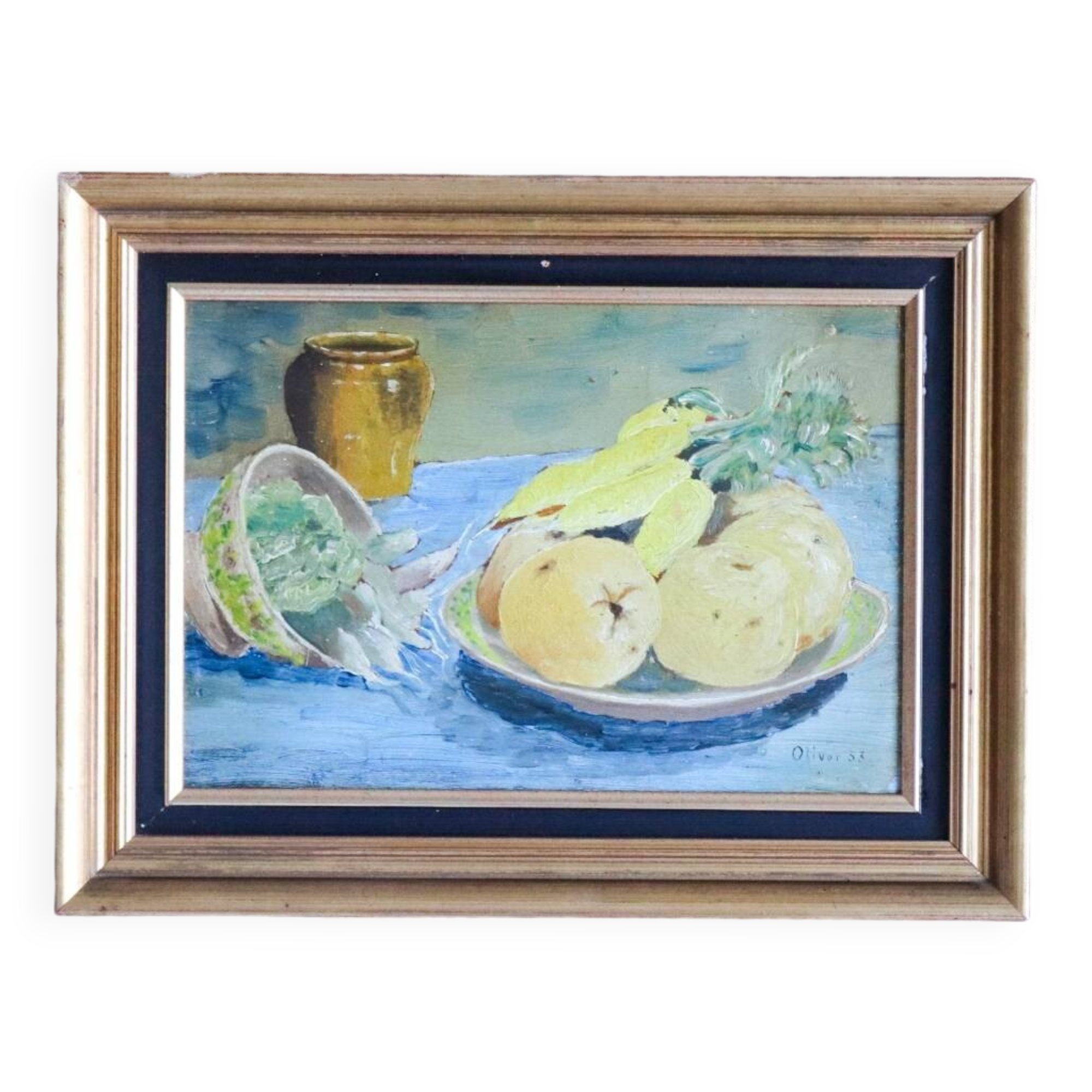 Old painting still life with vegetables