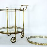Mid-Century Modern Brass and Glass Bar Cart 1970s.