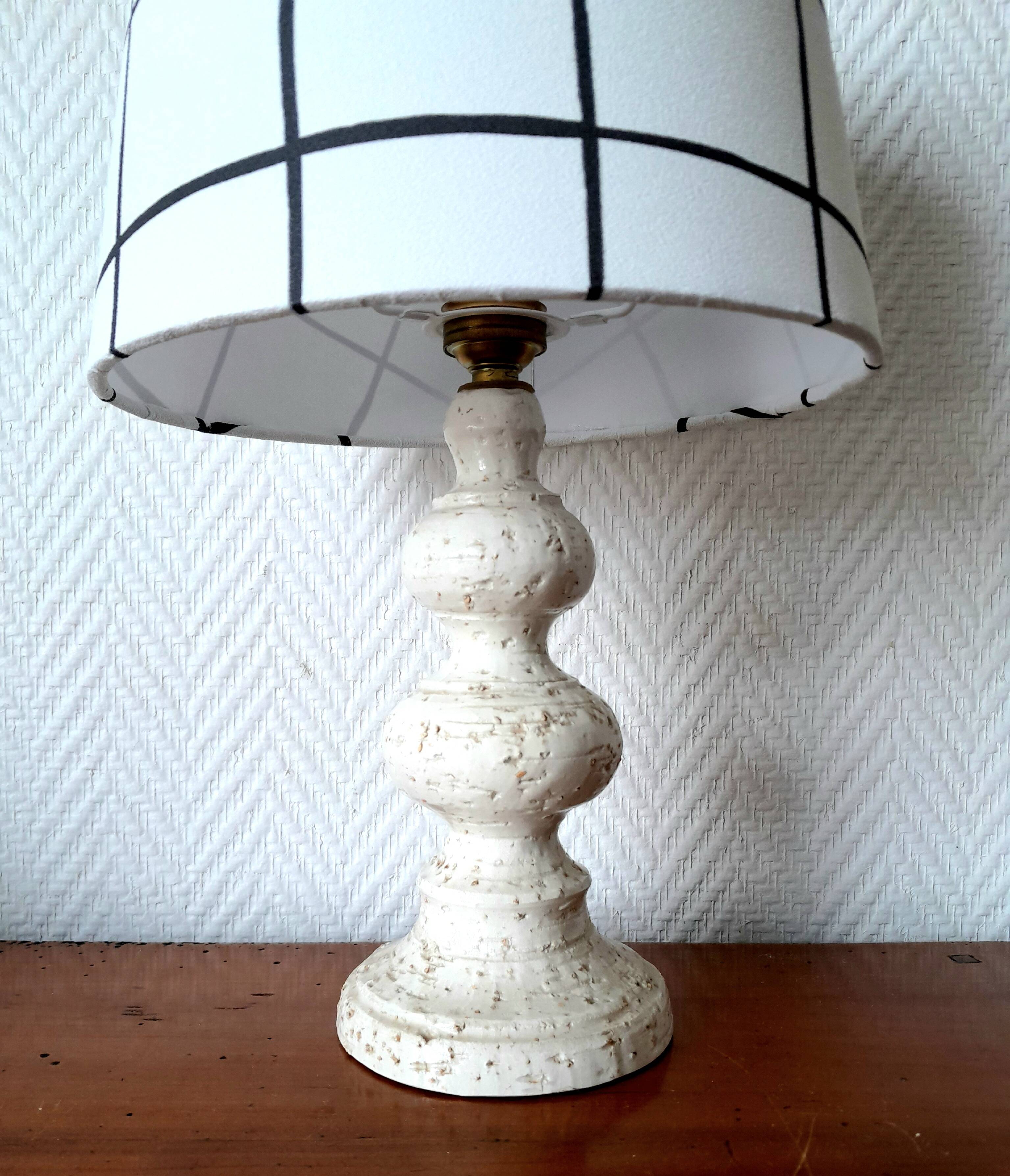 Vintage ceramic lamp and custom lampshade