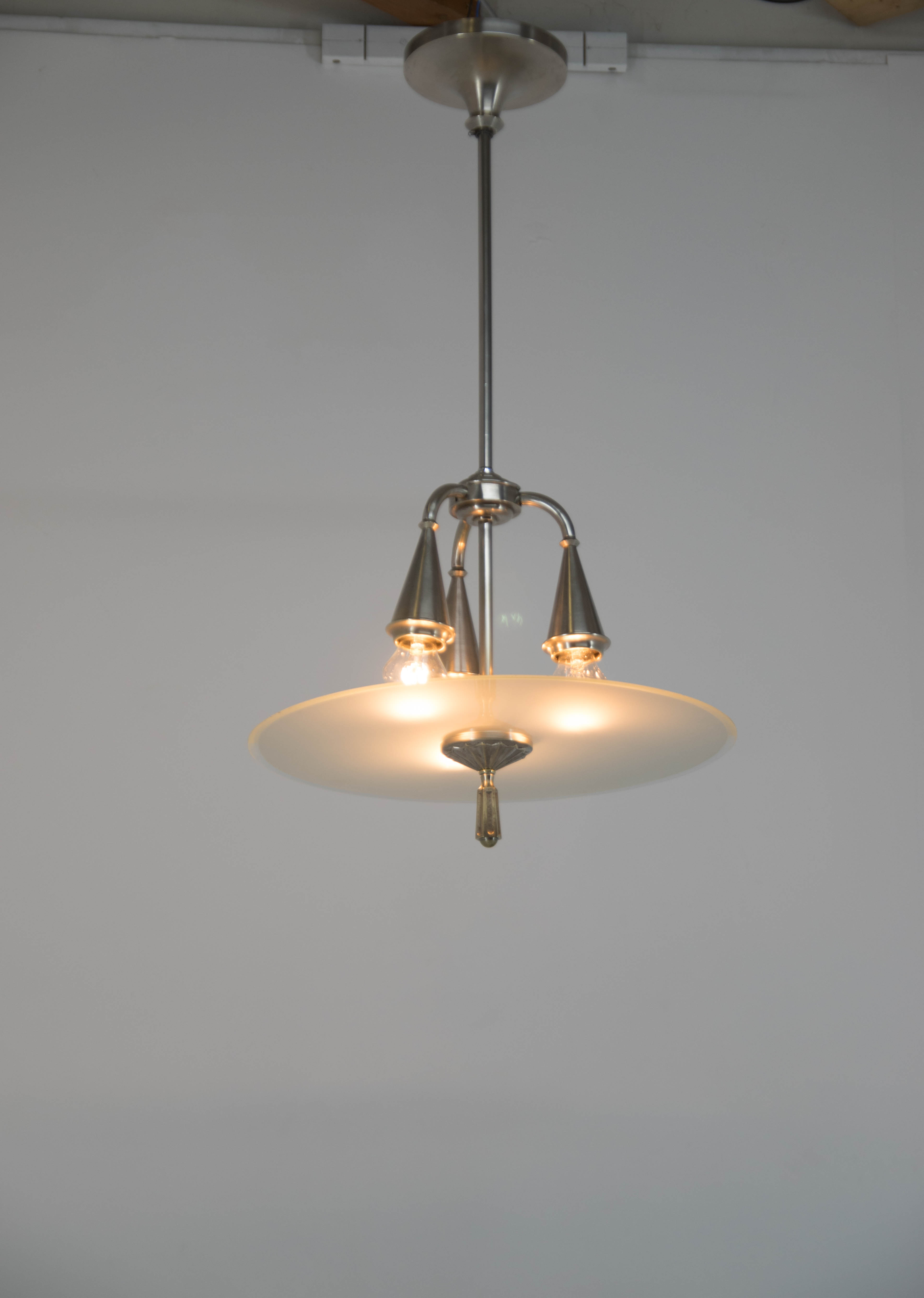 Art Deco Nickel-plated Chandelier, 1920s
