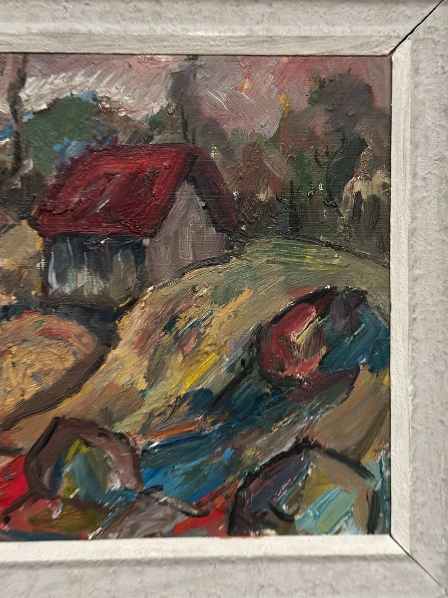 Swedish Oil on Canvas – “Cottage with a Red Roof” by Nils Grahmstad