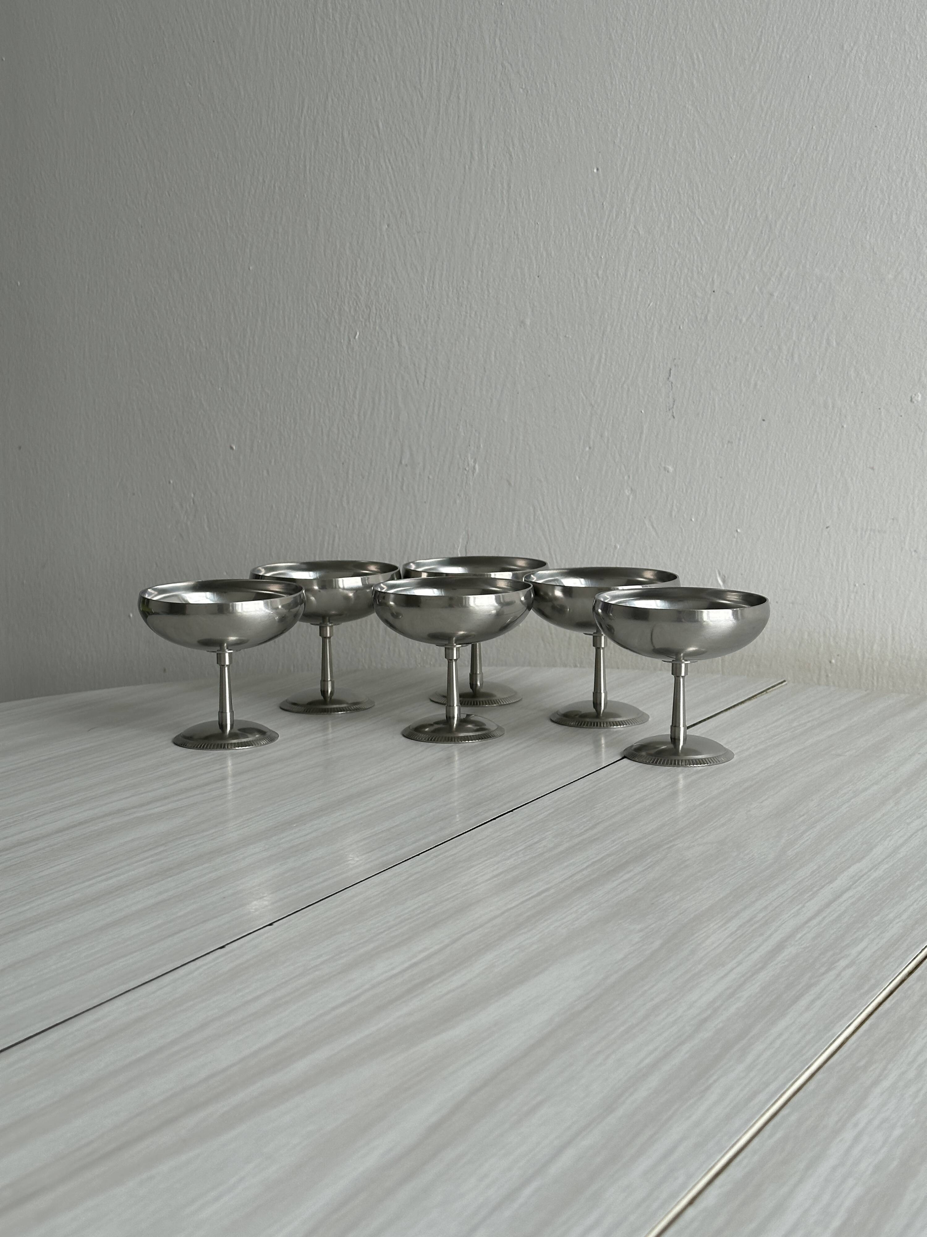 set of 6 18/10 stainless steel metal bowls