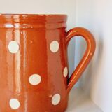 Beige polka dot enameled terracotta carafe