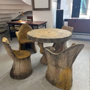 Garden furniture in concrete imitation faux wood