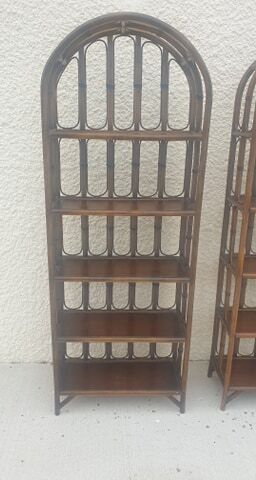 Pair of rattan shelves