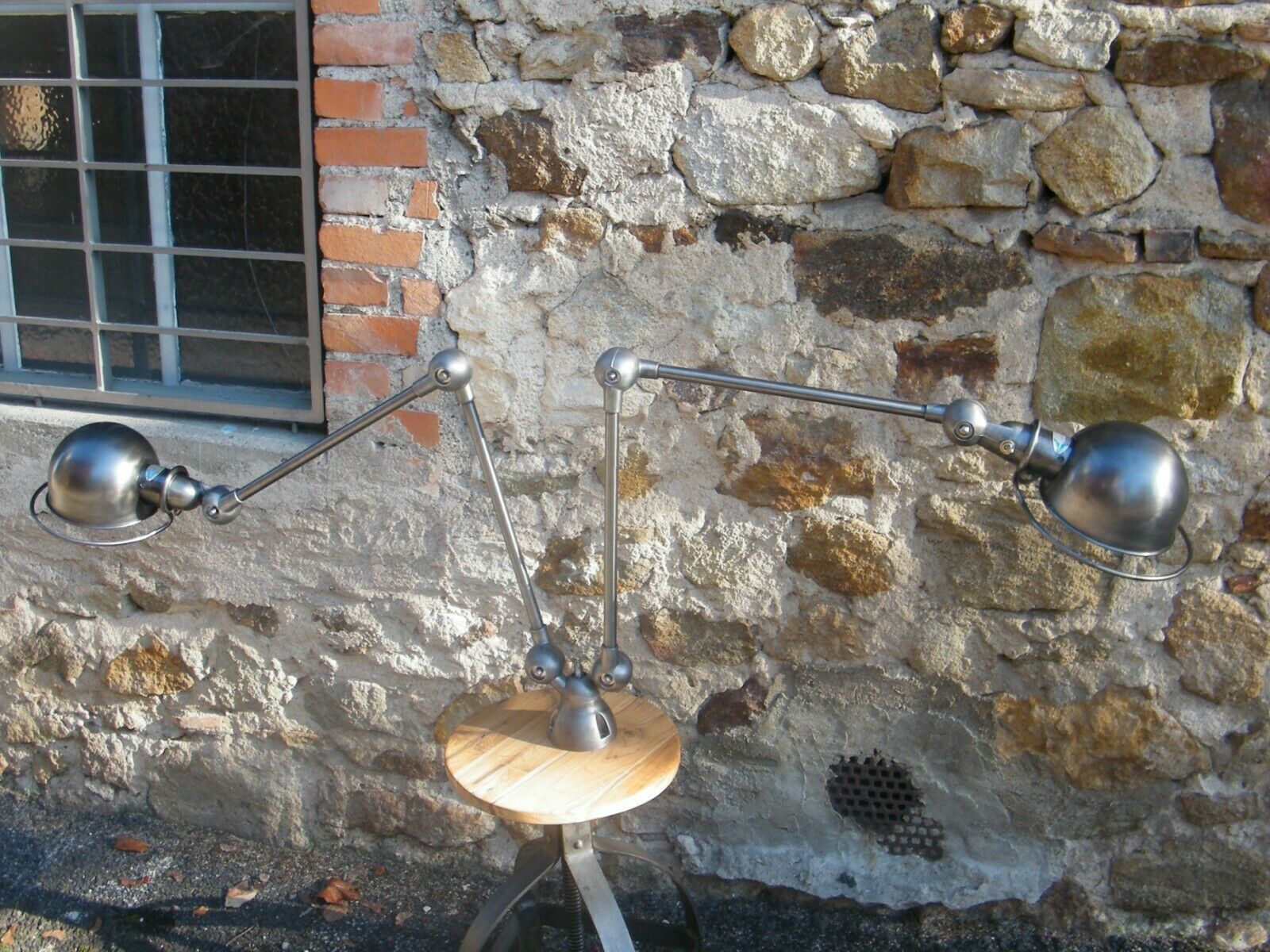 Magnificent double Jielde chandelier with 2 arms.