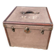 Antique travel trunk, wooden and leather transport case, 1900