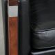 Beautiful set of 2 black cow leather Art Deco design armchairs with high back