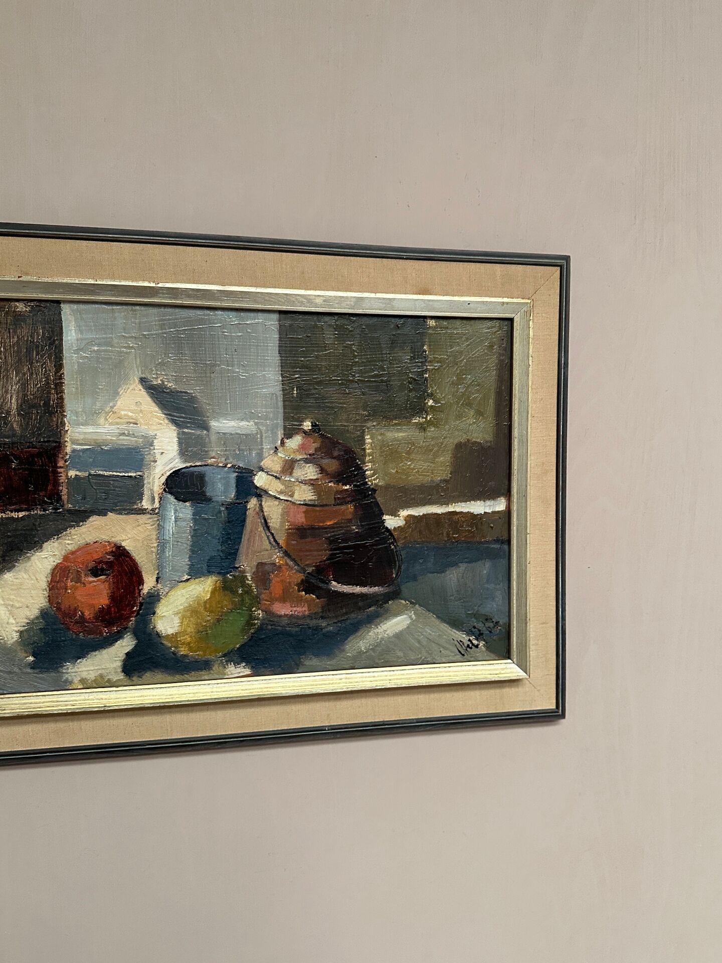 Huile sur panneau – « Nature morte » attribuée à Åke Wilhelm Andersson – 1962