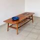 Teak coffee table by Louis Van Teeffelen with tile inlay.