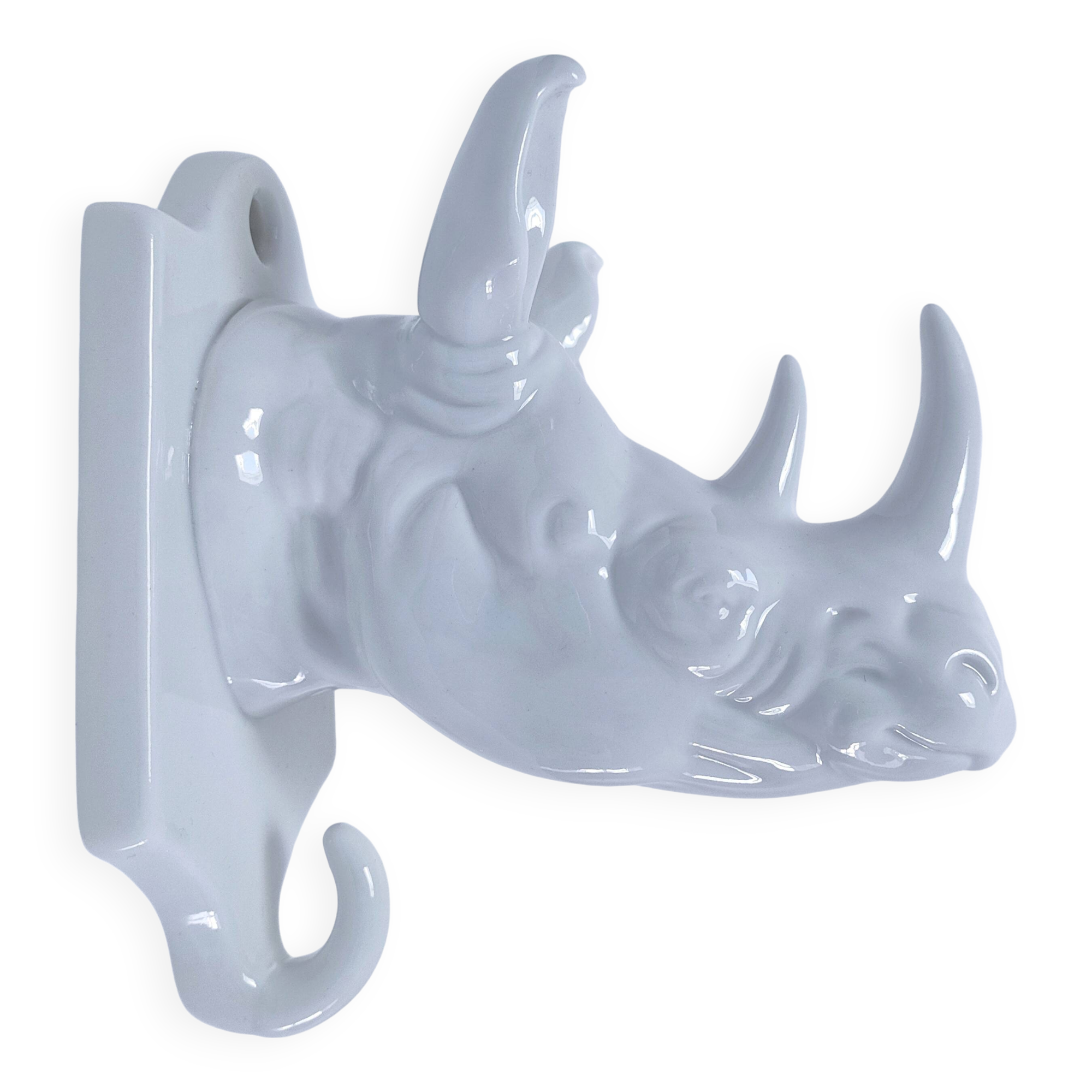 Porcelain rhinoceros design coat rack