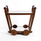 Beautiful, unique 1930s tea trolley bar cart made of solid oak wood