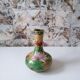 Enamelled brass vase cloisonné Chinese style floral pattern beige red green purple