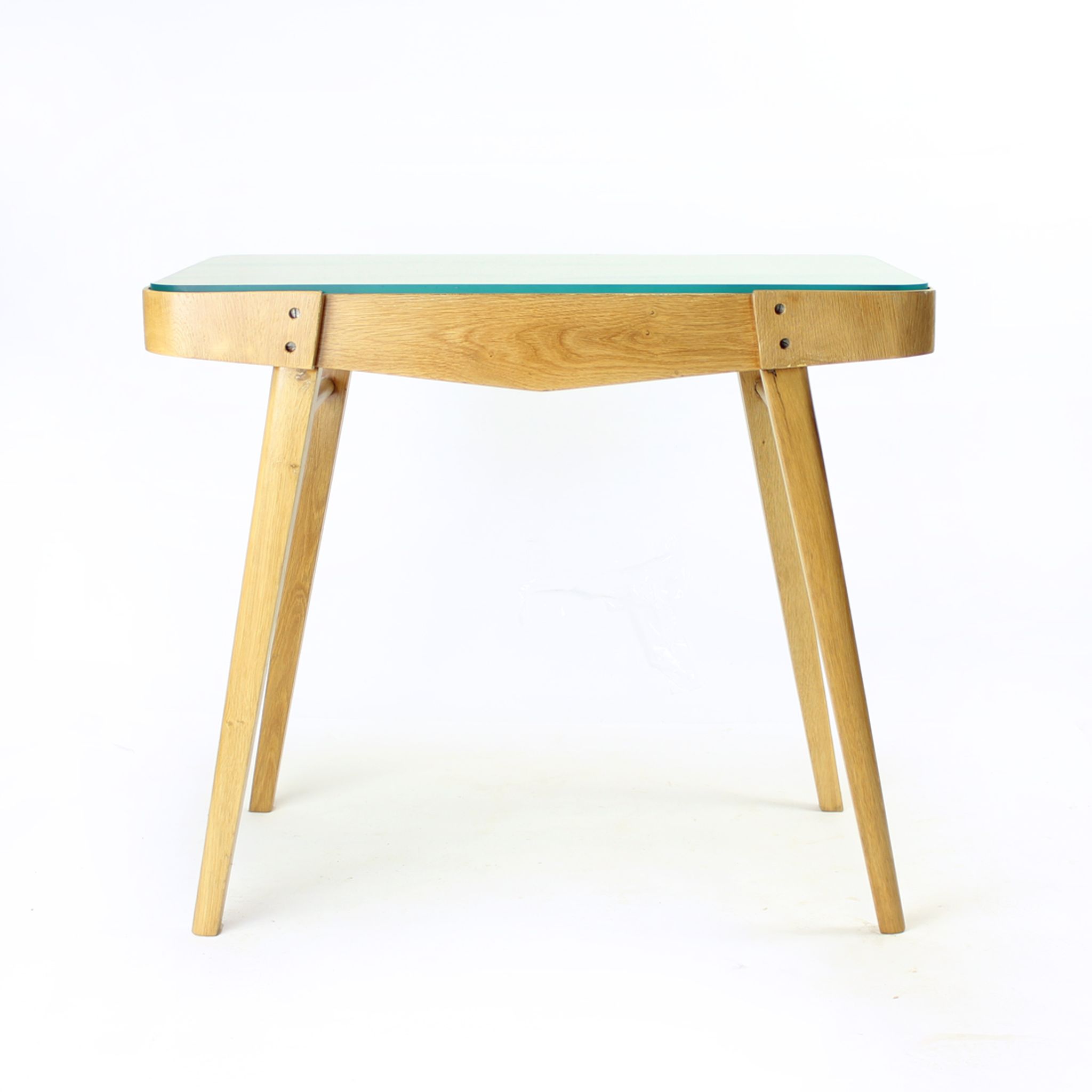 Table basse du milieu du siècle en chêne et verre, Tchécoslovaquie Années 1960