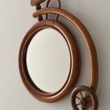 Rare wall mirror bicycle made of bamboo and rattan from the 1960s.