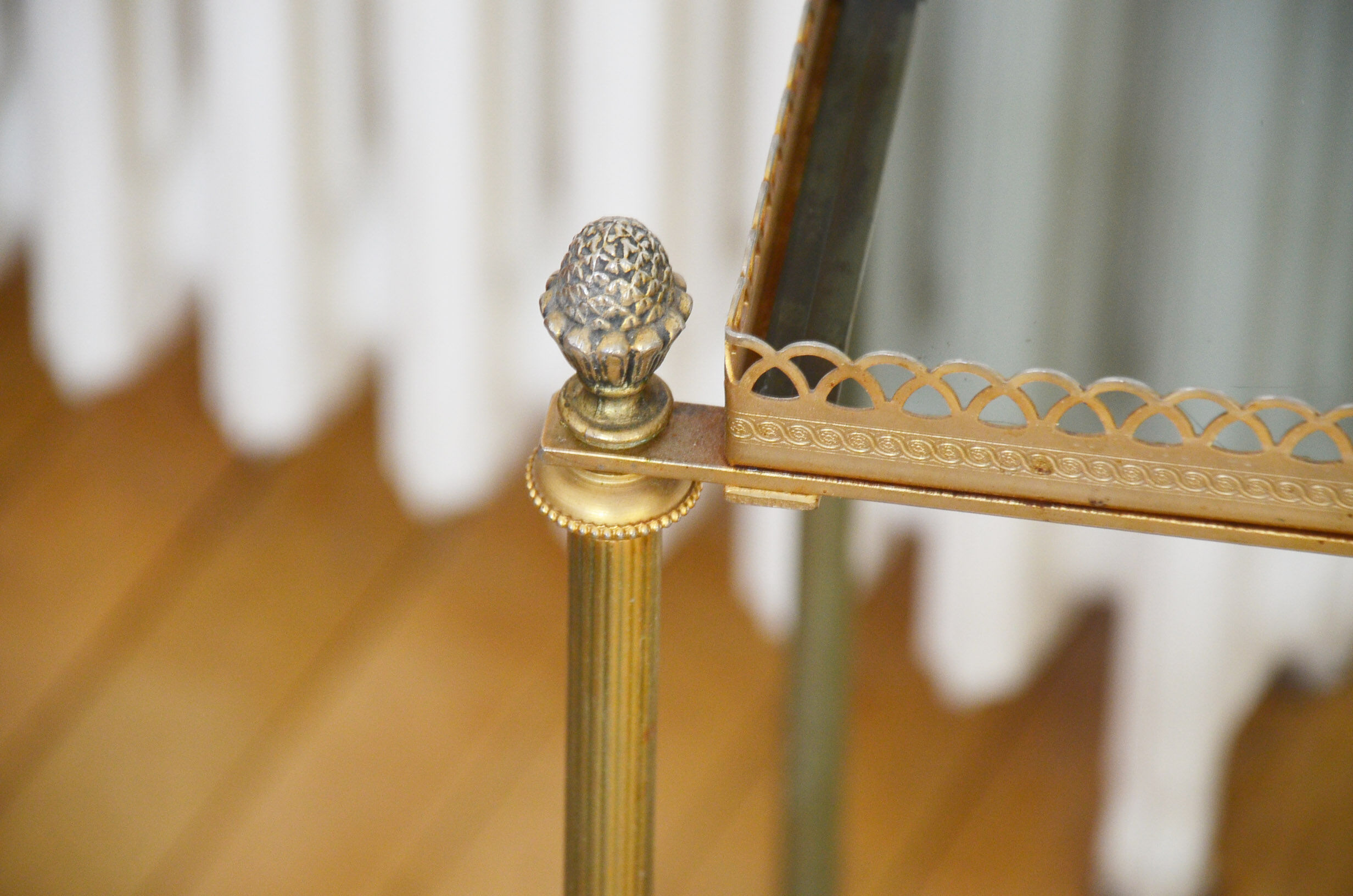 Glass and gold metal wheeled serving table 1960