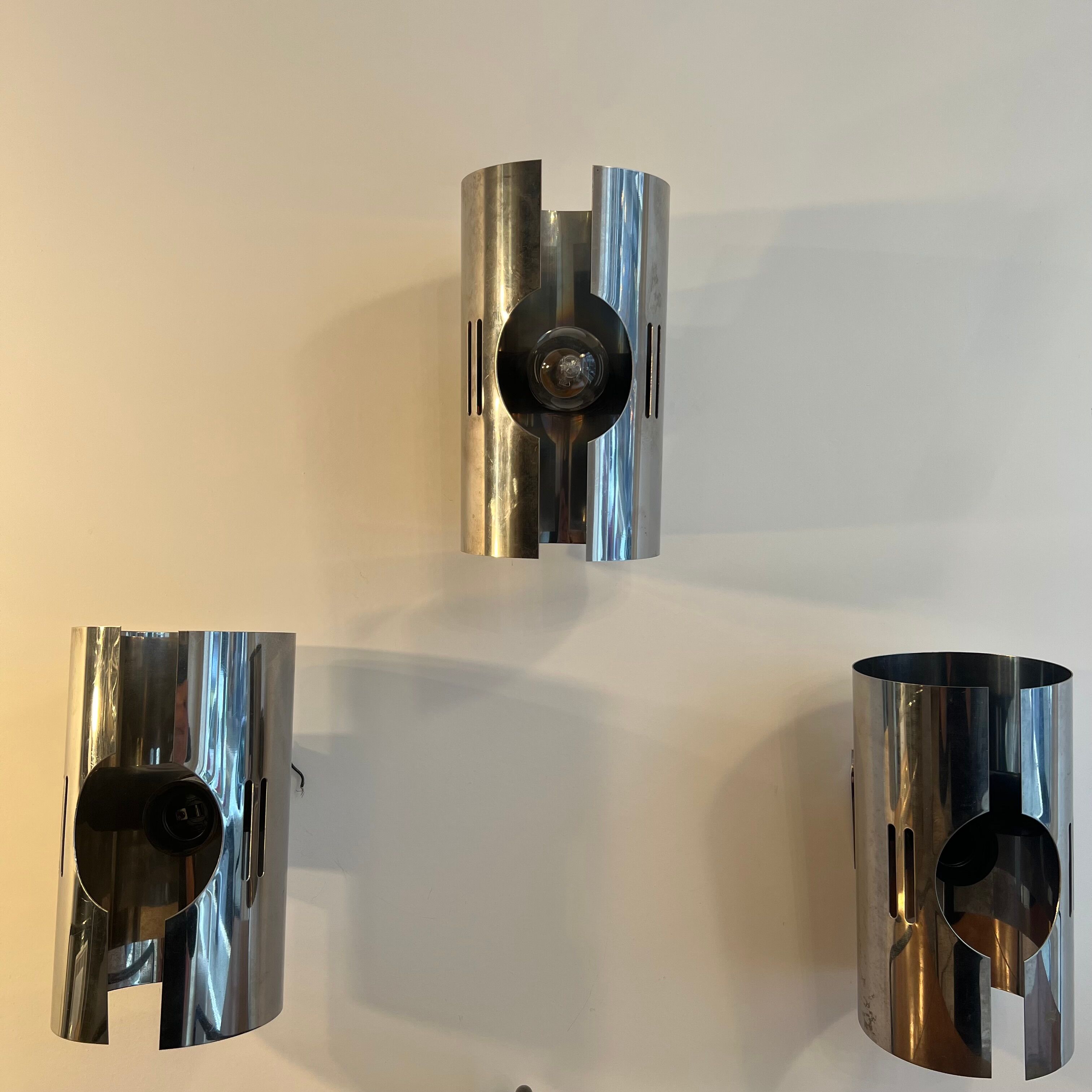 Suite of three design wall lamps 1970 Space Age