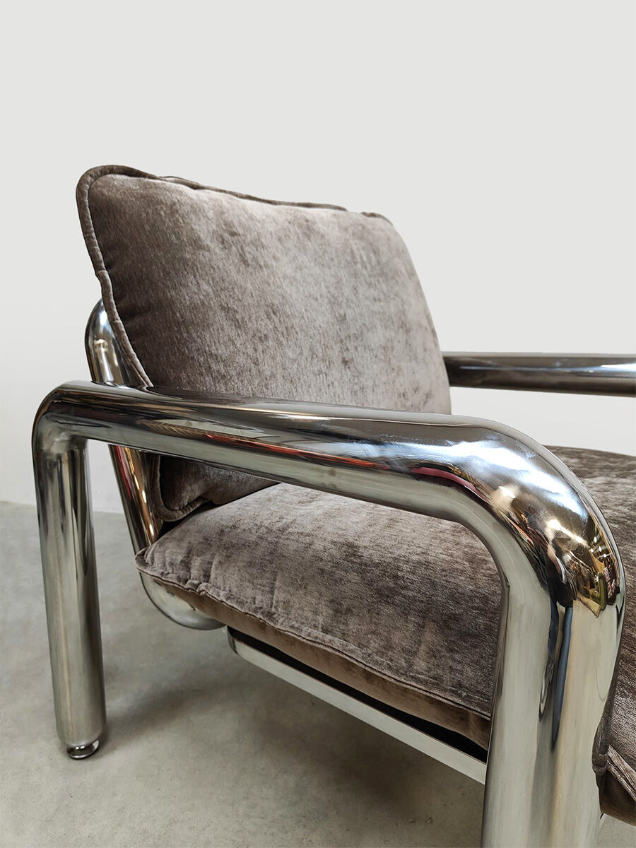 HKliving chrome armchair lounge chair 'velvet brown'