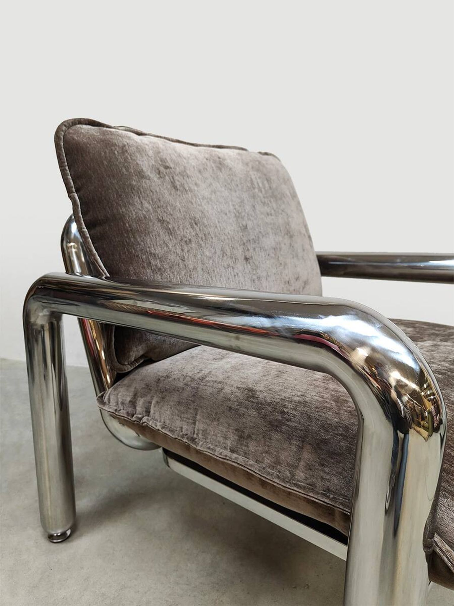 Fauteuil lounge HKliving chrome 'velours marron'
