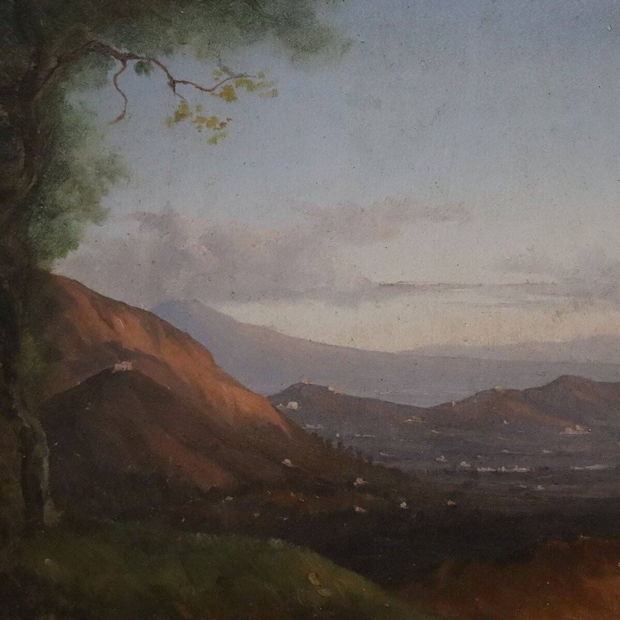 Panoramic view of Naples, oil painting on canvas, Italy 19th century