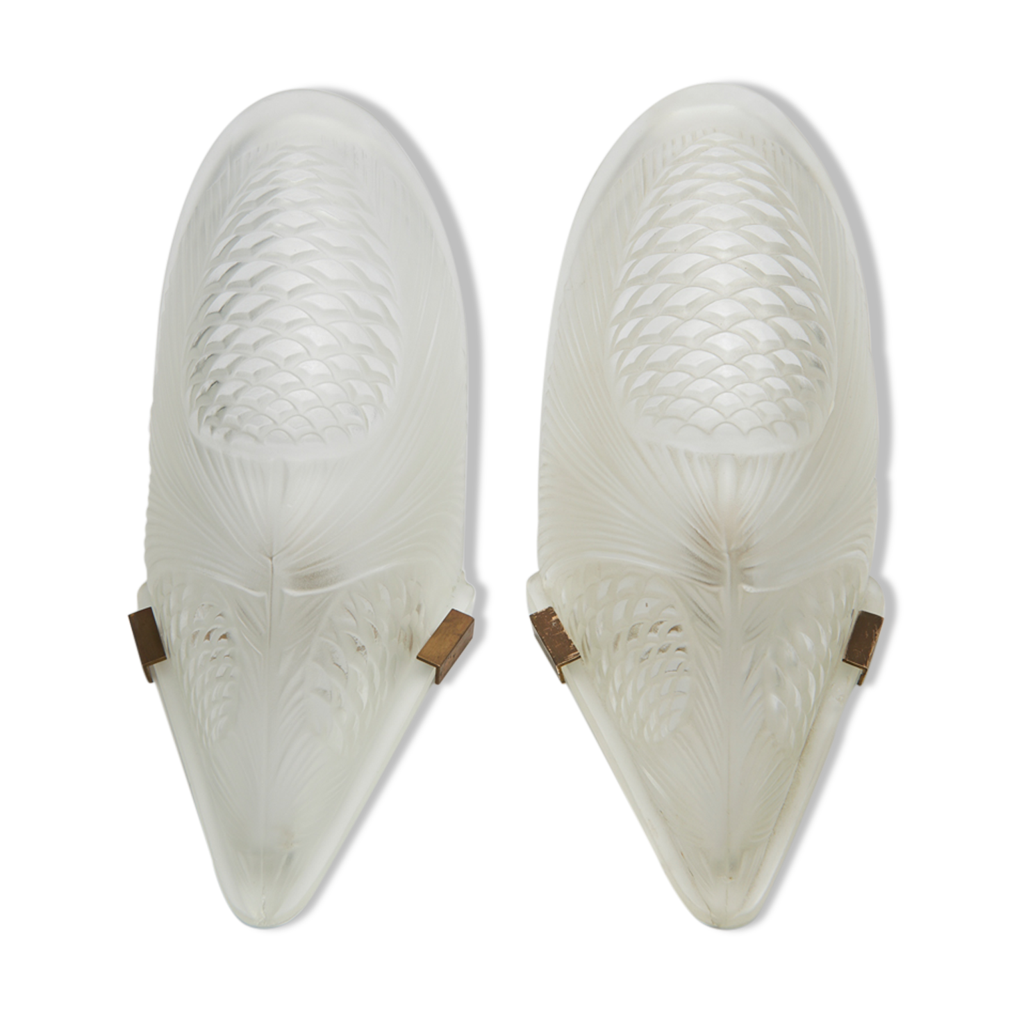 Pair of art deco wall lamps with pine cone pattern