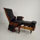 Fauteuil de bibliothèque ancien du XIXe siècle par Horrix – cuir noir