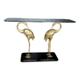 70s gilded brass wader console