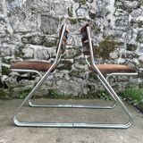 Set of 4 brown velvet zigzag chairs 1970