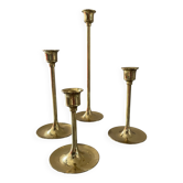 Series of 4 brass candle holders from the 60s