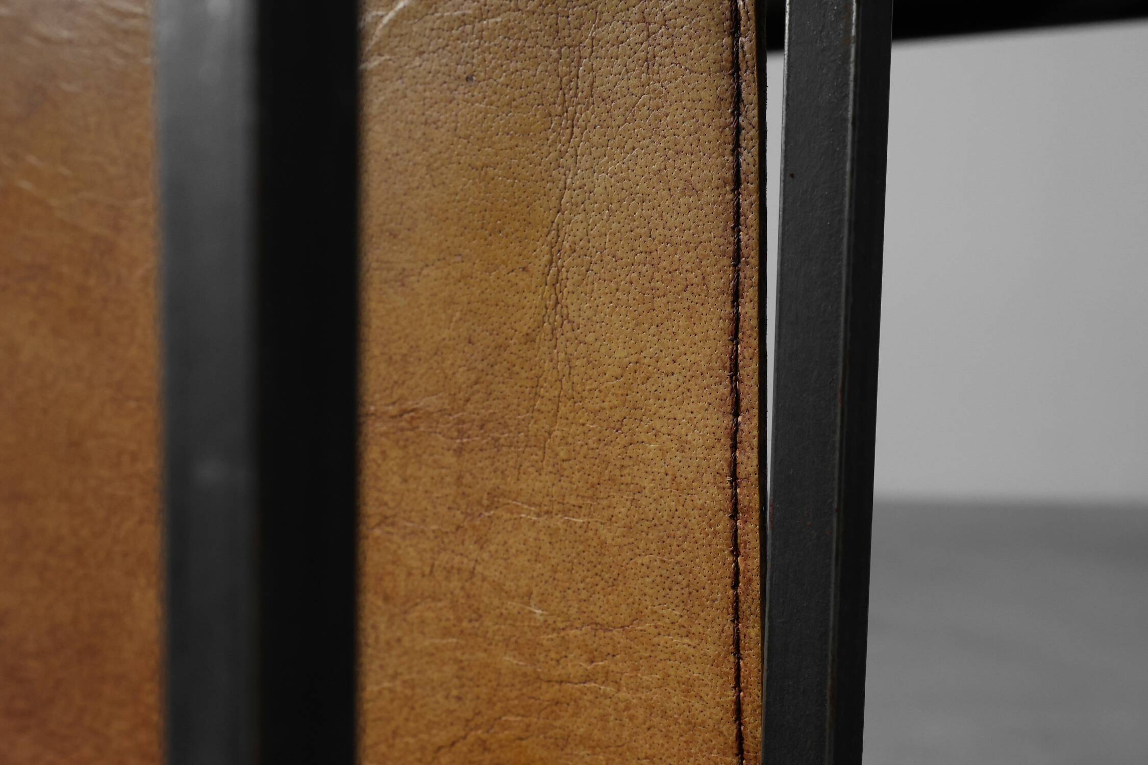 Mid-Century Magazine Holder in Metal, Wood and Leather, Belgium 1960s