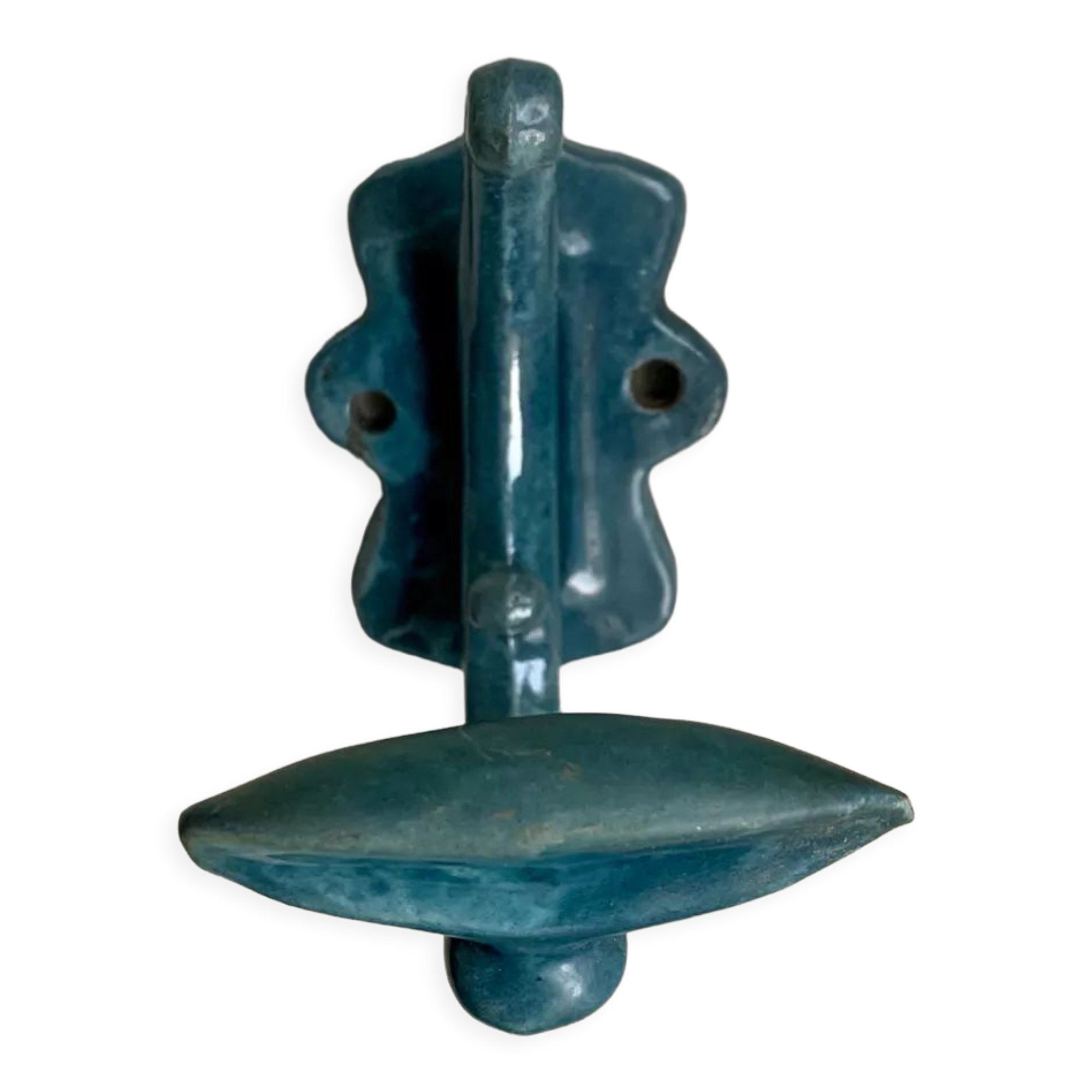 Blue enamelled cast iron hook