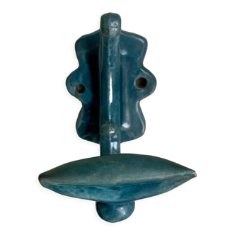 Blue enamelled cast iron hook
