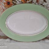 Oval plate with a light green rim and golden frieze, Cafés Lemaire.