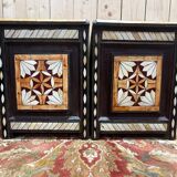 Pair of oriental bedside tables with inlays