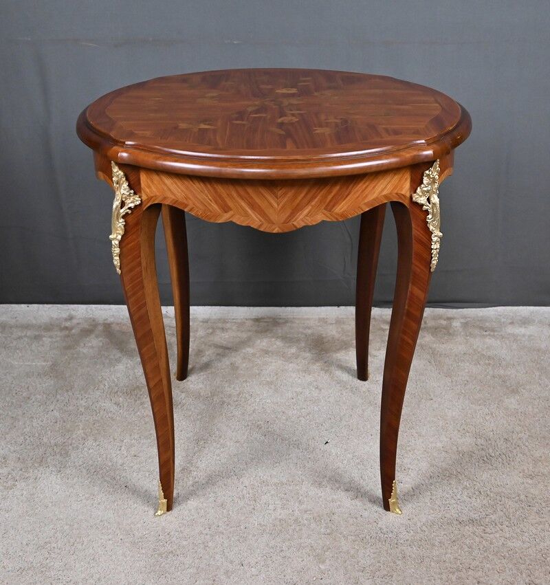 Rosewood marquetry coffee table, Louis XV style – Mid 20th century