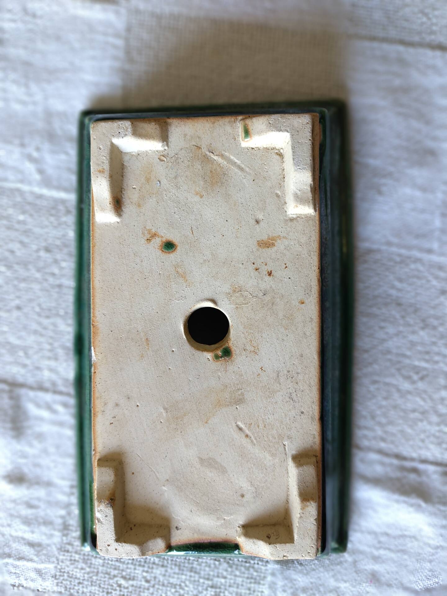 Pot bonsaï rectangulaire céramique émaillée vert