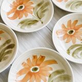 6 ceramic soup plates – hand-painted floral decoration