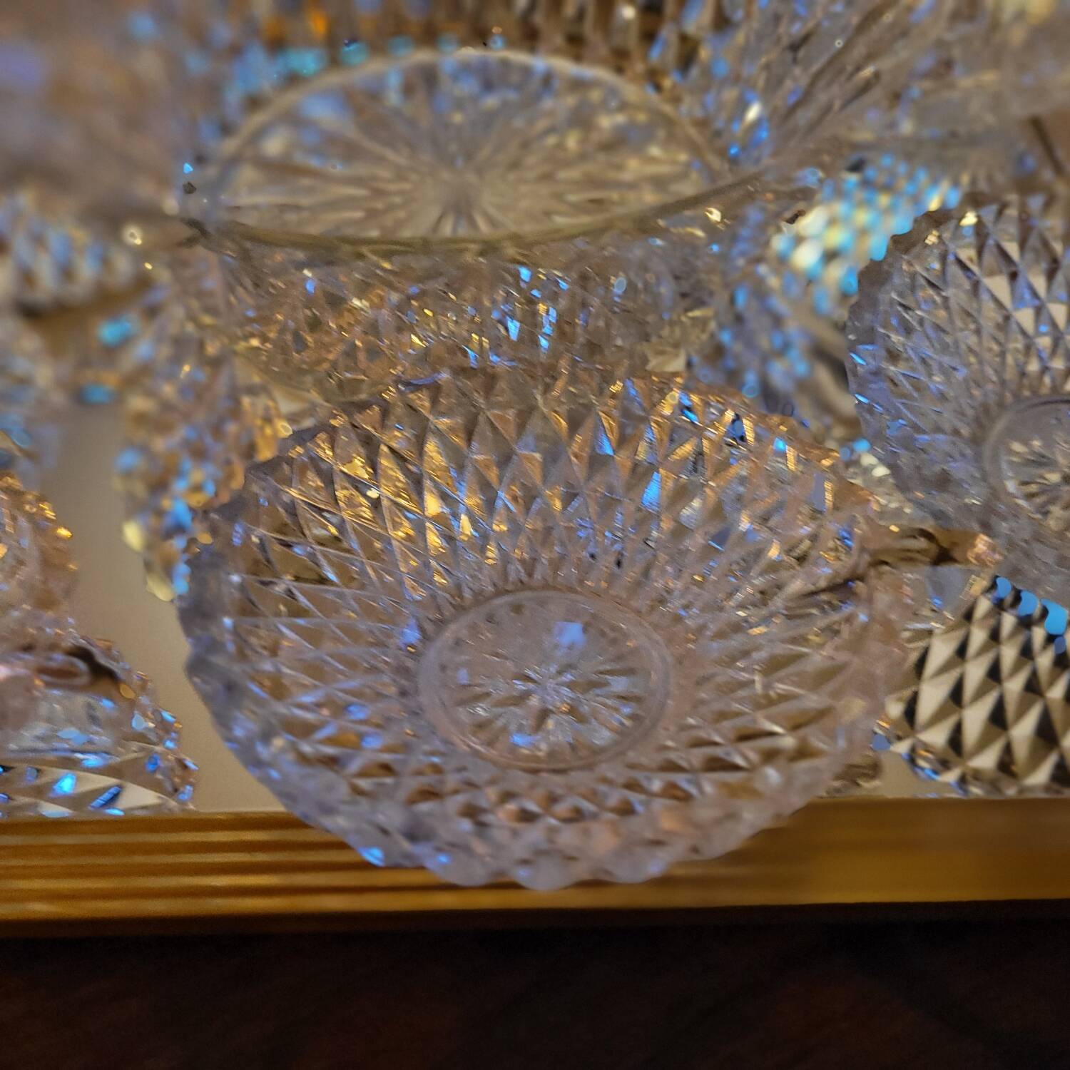 Cut Glass Dessert/Punch Bowls - Diamond Style