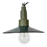 Industrial Petrol Enamel Military Pendant Lamp with Cast Aluminium Top