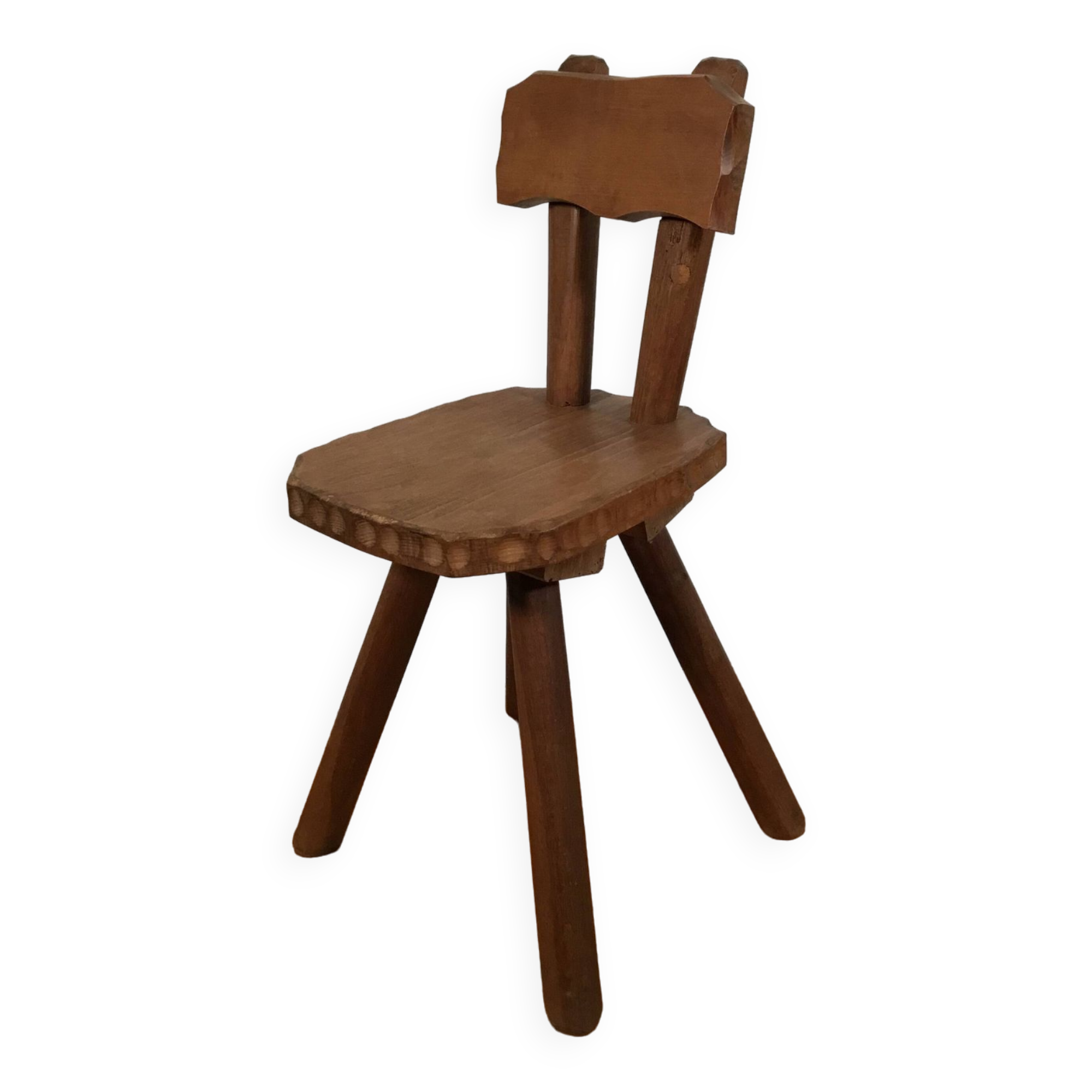 solid oak brutalist organically shaped chair