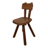 solid oak brutalist organically shaped chair