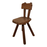 solid oak brutalist organically shaped chair