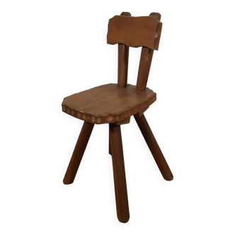 solid oak brutalist organically shaped chair