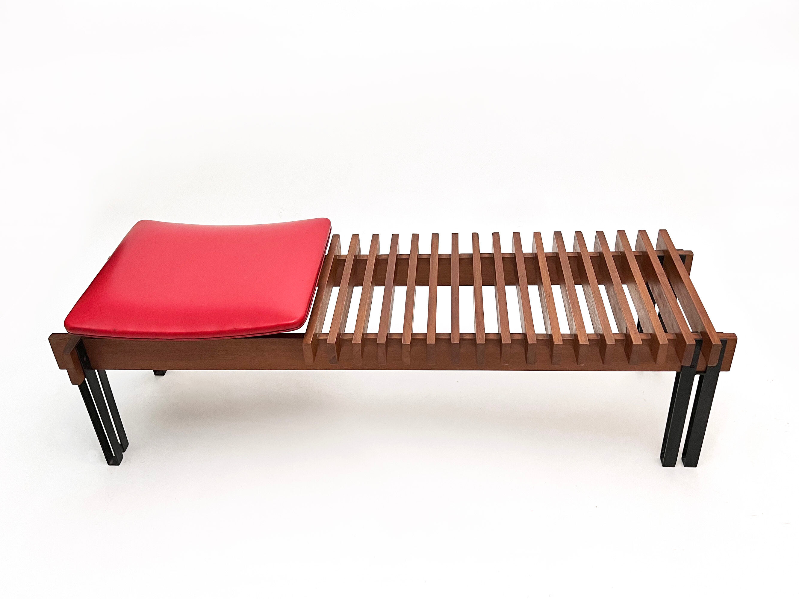Teak bench designed by Inge and Luciano Rubino for APEC