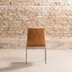 Set of 4 vintage chairs with a chrome steel base, teak backrest and seat