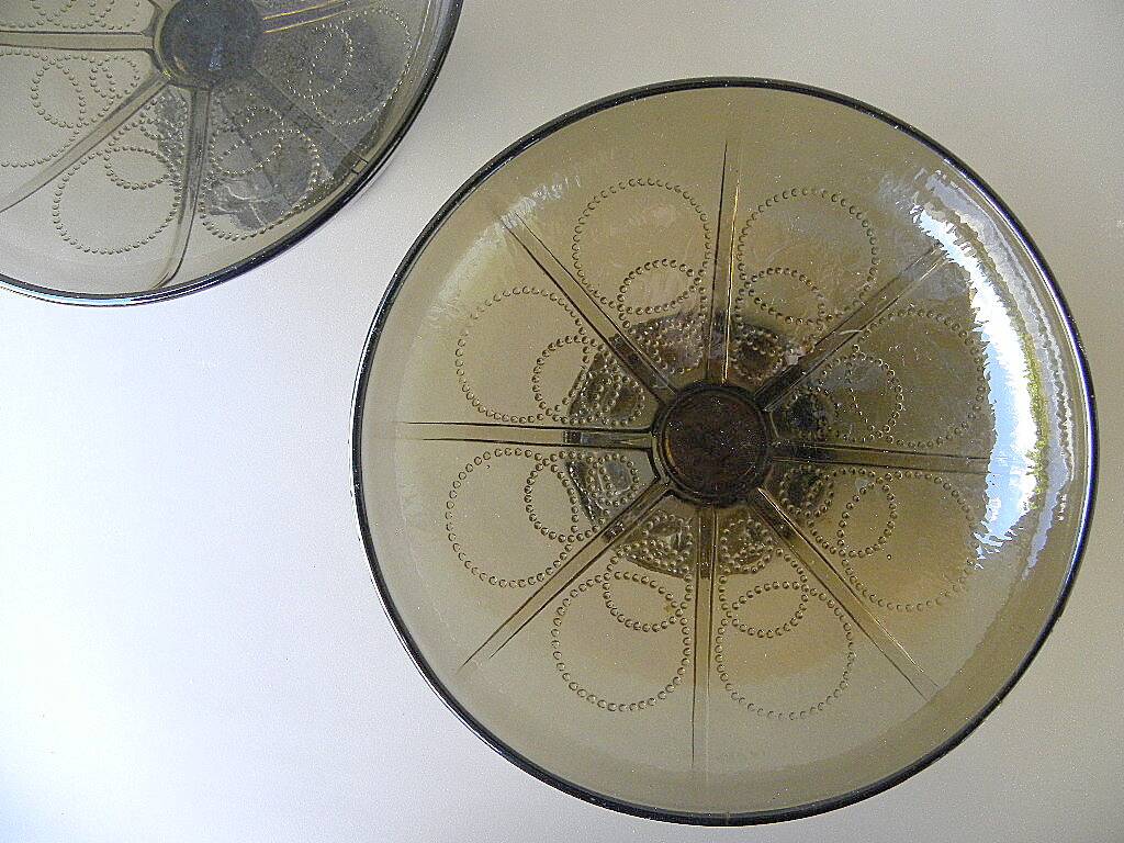 Pair of tazza glass compote cups, circa 1950 - 1970